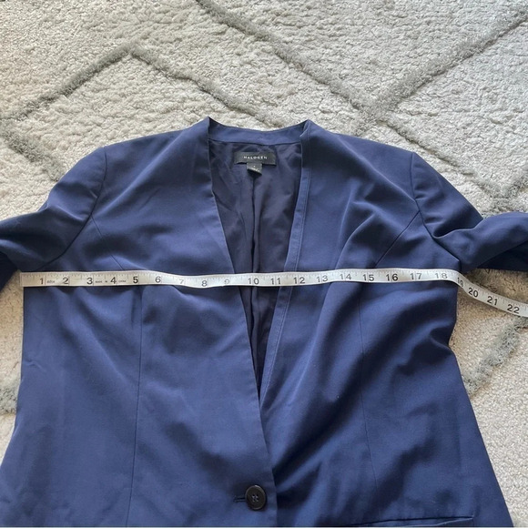 Halogen blue blazer long line tie wrists button front small - Picture 8 of 9